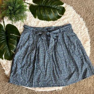 Gap Green Blue Ditsy Floral Belted A Line Short Skirt Sz 2 100% Cotton pockets